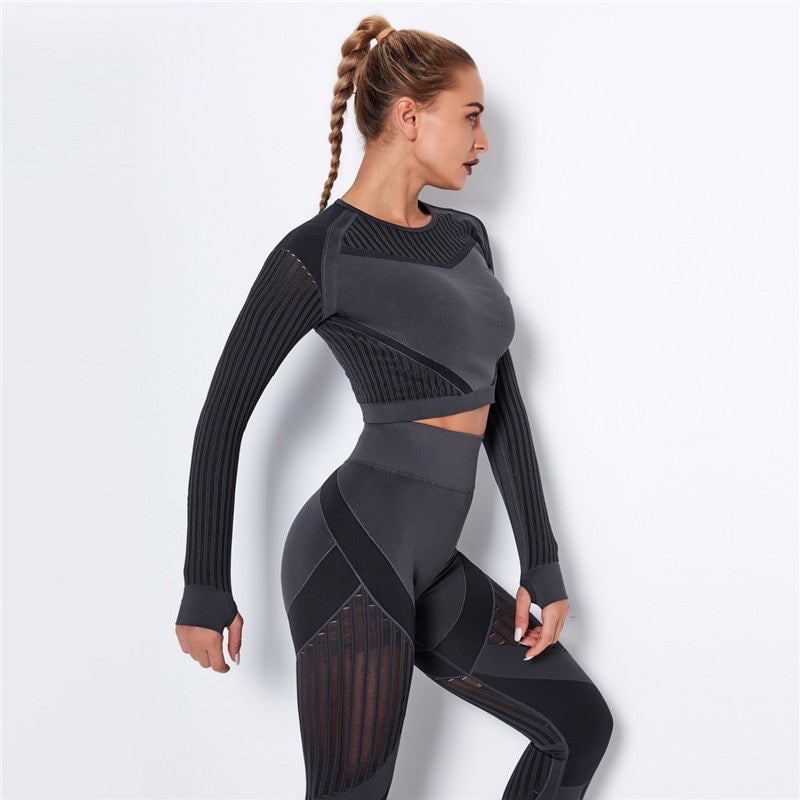 Ripped Mesh Set - Dark Grey